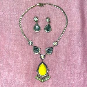 Yellow, Seafoam,and Dimonte Necklace/Earring Set